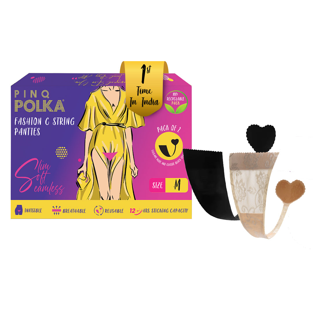 PARFAIT X PINQ POLKA-Seamless C String Thong Panties (Pack of 2)