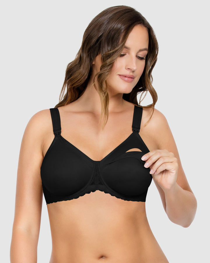 Leila Seamless Underwire Nursing Bra-Black-NB502