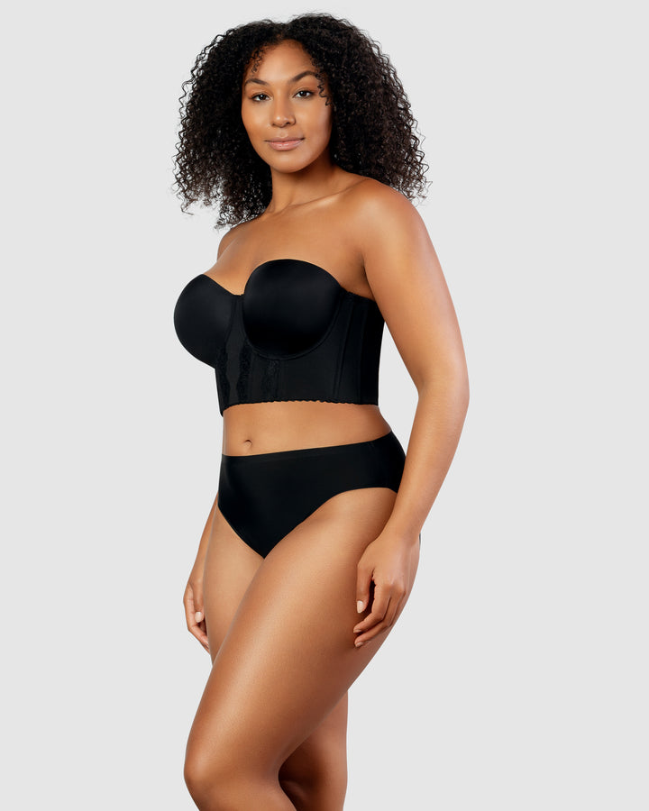 Elissa Seamless Padded Longline Strapless Bra-Black-P50116