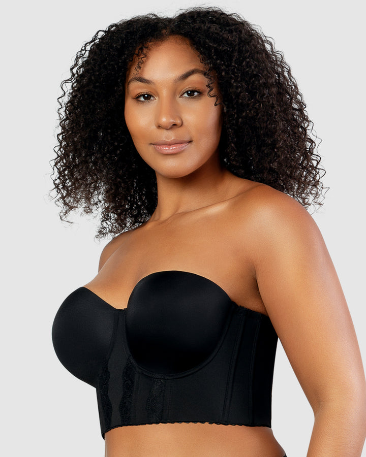 Elissa Seamless Padded Longline Strapless Bra-Black-P50116