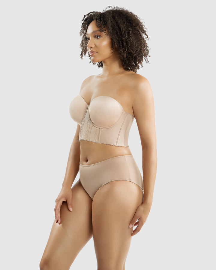 Elissa Seamless Padded Longline Strapless Bra- European Nude-P50116