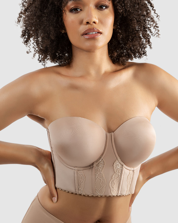 Elissa Seamless Padded Longline Strapless Bra- European Nude-P50116