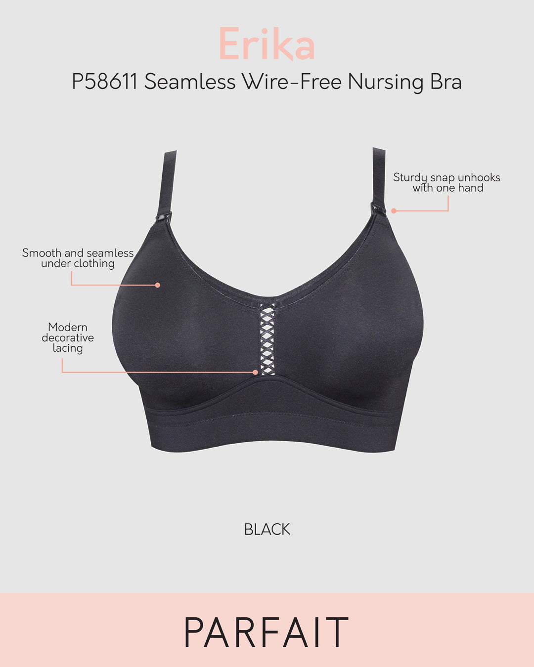 Erika Seamless Wirefree Nursing Bra-Black-P58611