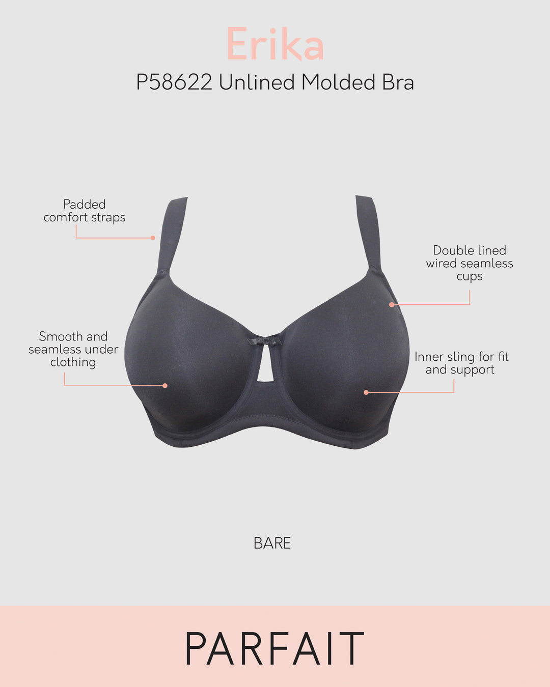 Erika Everyday Seamless Underwire T-Shirt Bra-Black- P58622