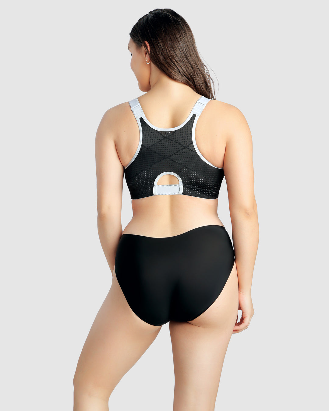 Wave Wirefree Zip Front Sports Bra-Black-P6052