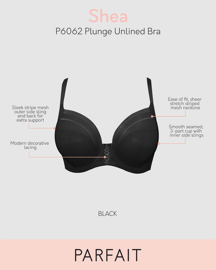 Shea Supportive Full Bust Plunge Bra-Black-P6062