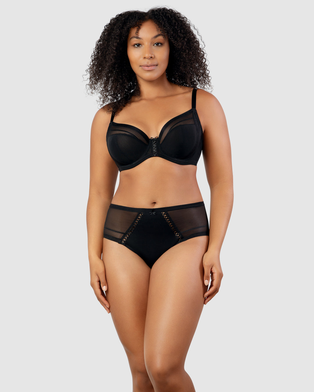 Shea Supportive Full Bust Plunge Bra-Black-P6062