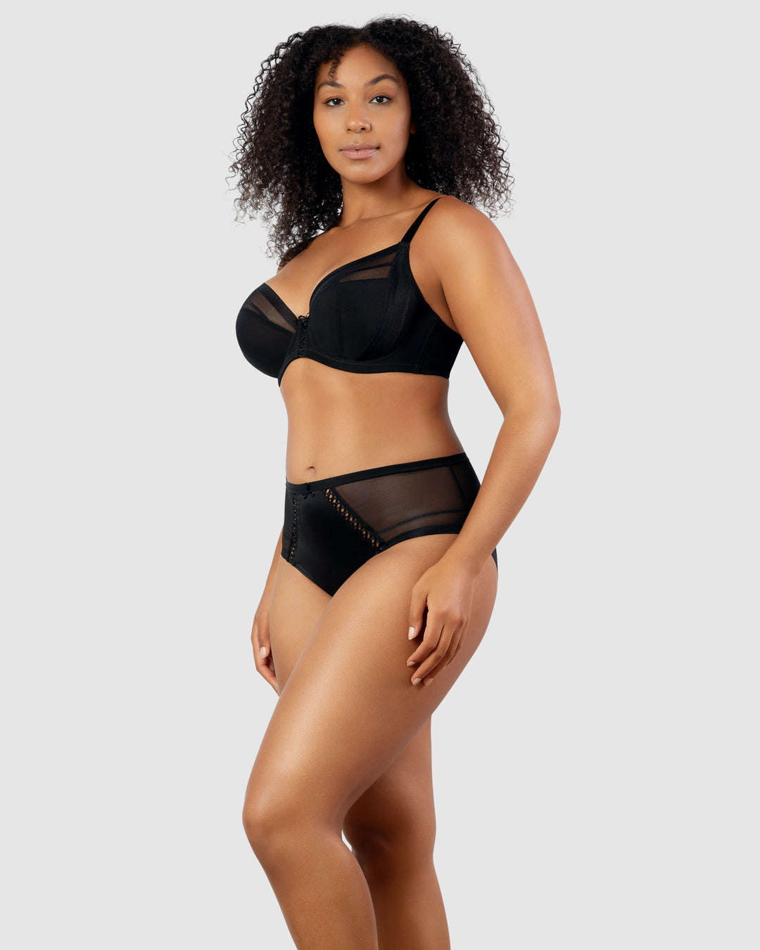 Shea Supportive Full Bust Plunge Bra-Black-P6062