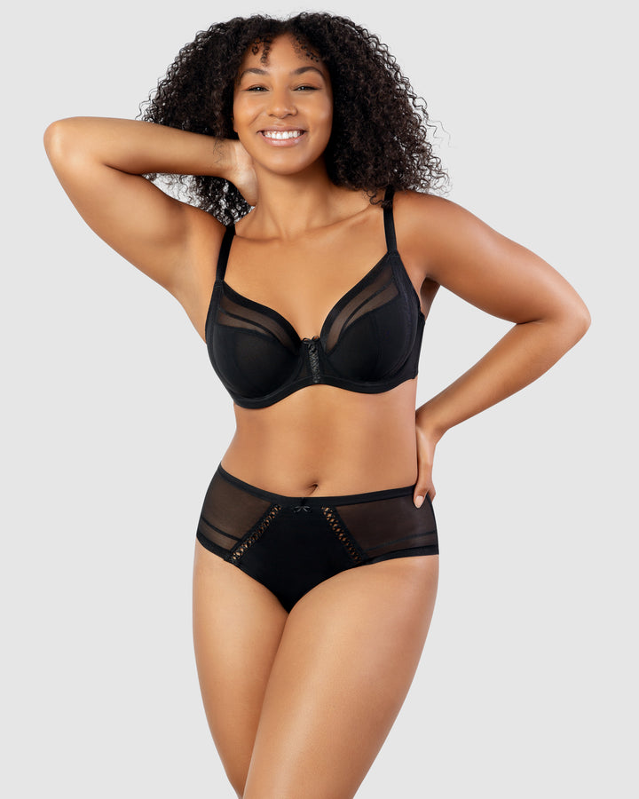 Shea Supportive Full Bust Plunge Bra-Black-P6062