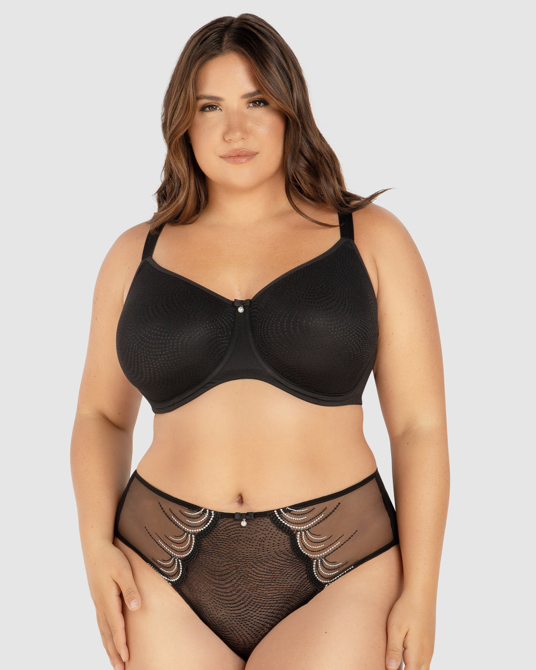 Pearl Underwire Seamless Minimiser Bra-Black-P60921