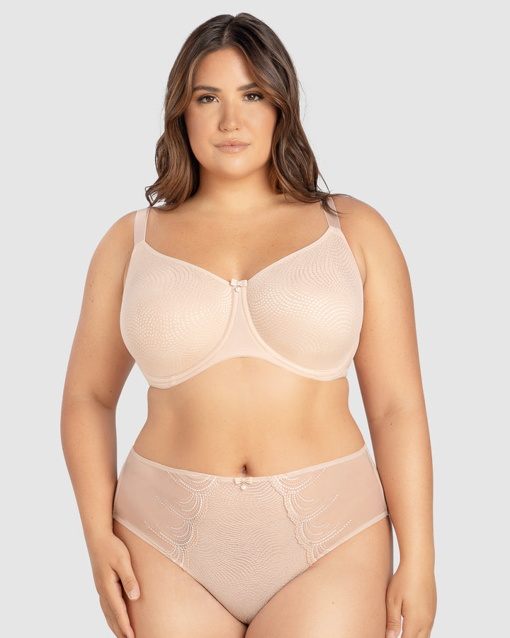 Pearl Underwire Seamless Minimiser Bra-Cameo Rose-P60921