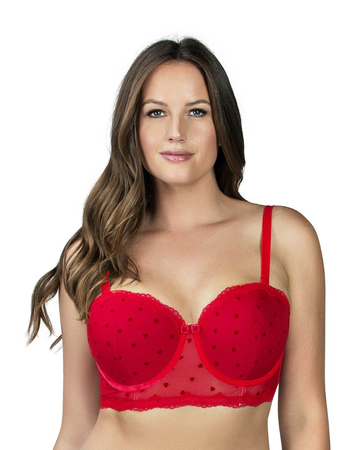 34C Red Chantilly Lace Halter Unlined Bra