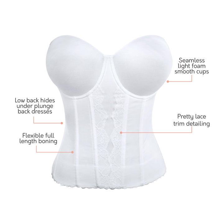 Elissa Low-Back Bustier - Pearl White - P5017
